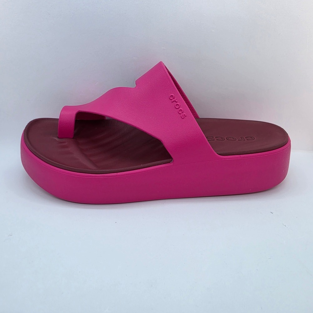 Crocs Getaway Platform Sandals Pink Burgundy Asymmetrical Straps 210834 Womens 8 - Picture 9 of 10